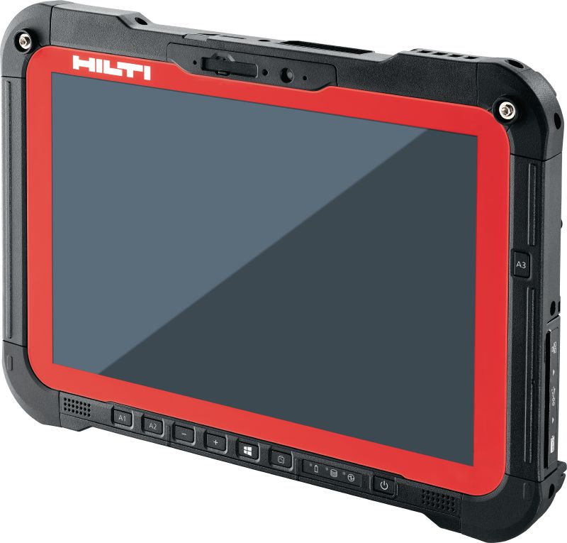 PLC 600 elrendezési tablet Tervezőeszköz-vezérlő gyors számítógép-teljesítménnyel és 10 kijelzővel a munkaterületi kijelöléshez, felméréshez és BIM-terep elrendezéshez minden fejlett Hilti tervezőeszközzel