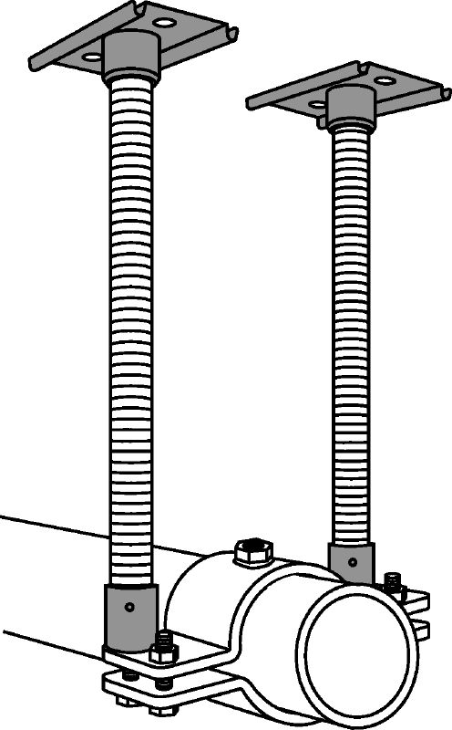 MFP 3a-F rögzített pont Tűzihorganyzott (HDG) fixpont csomag a maximális rugalmasságért a legfeljebb 6 kN-os tengelyirányú csőterhelésű alkalmazásokhoz