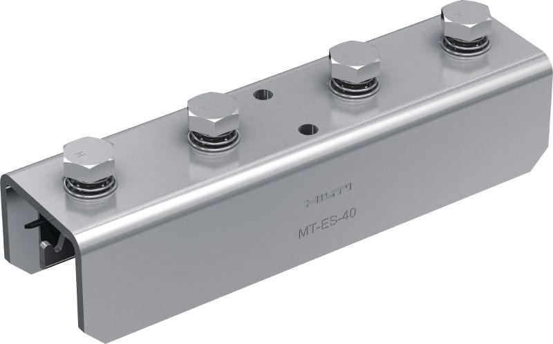 MT-ES-40 FL előszerelt sínösszekötő Összekötő csatlakozó előszerelt Fast-Lock anyával és csavarral az MT támasztósínek végeinek gyorscsatlakoztatásához (MT-40, 50, 60, 40D).