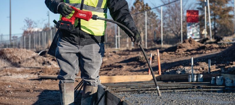 NCV 4-22 akkumulátoros betonvibrátor Akkumulátoros kézi ceruza-betonvibrátor szénkefe nélküli motorral kis kiöntések tömörítéséhez (Nuron akkumulátorplatform) Alkalmazások 1