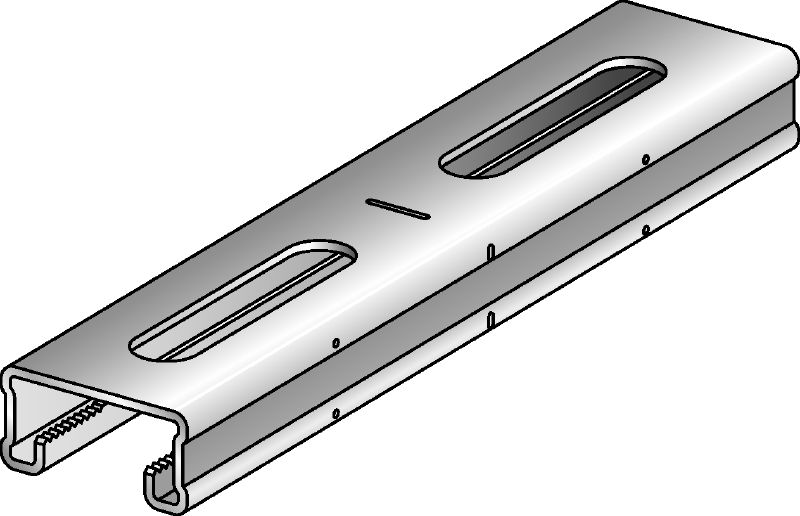 MQ-21-HDG plus Tűzihorganyzott (HDG plus) 21 mm magas MQ támasztósín kis terhelésű alkalmazásokhoz