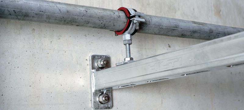 MP-MI-F Nagy igénybevételű csőbilincs Tűzihorganyzott (HDG) csőbilincs hangszigeteléssel nagy teljesítményű alkalmazásokhoz Alkalmazások 1