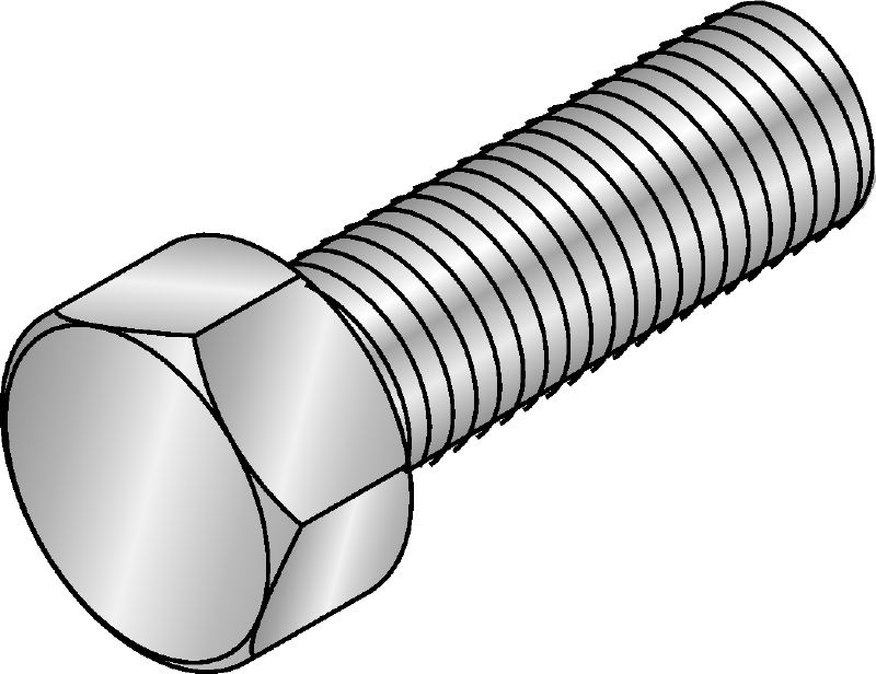 Galvanizált hatlapfejű csavar, DIN 933 A DIN 933 szabványnak megfelelő galvanizált hatlapfejű csavar