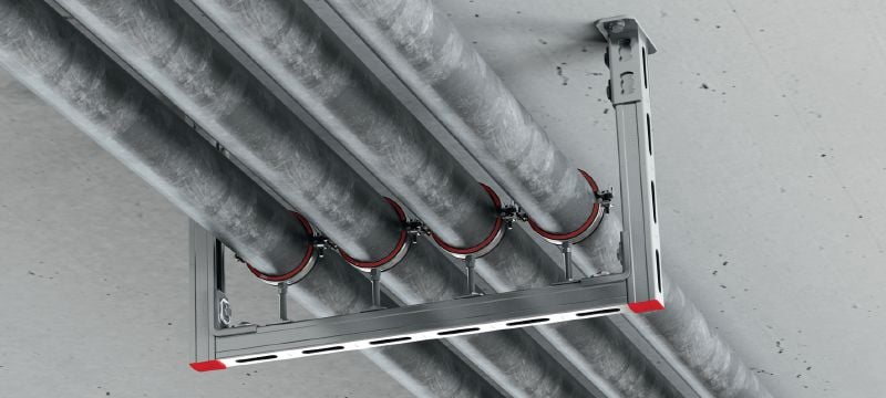 MP-U-I Gyorsbefogó csőbilincs Galvanizált csőbilincs hangszigetelő betéttel és gyorszárral a közepes igénybevételű munkák hatékonyságához Alkalmazások 1