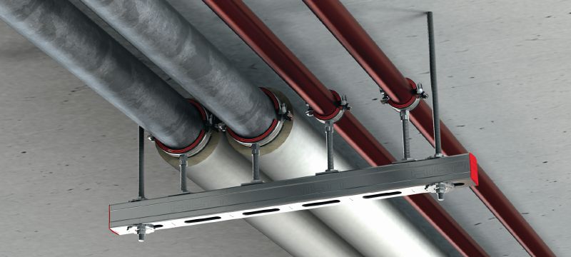 MP-U-I Gyorsbefogó csőbilincs Galvanizált csőbilincs hangszigetelő betéttel és gyorszárral a közepes igénybevételű munkák hatékonyságához Alkalmazások 1