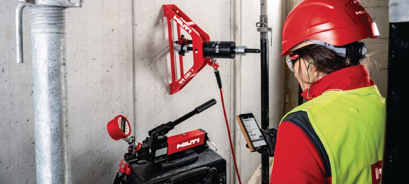 Helyszíni dűbeltesztelési szolgáltatások Utólagosan beépített dübelek és betonacélok helyszíni teherbírási és próbaterheléses vizsgálata Alkalmazások 1