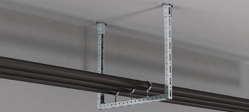 MT-B-T FL Előszerelt könnyű alaplemez Talpcsatlakozó előszerelt FAST-Lock anyával és csavarral kis teherbírású támasztósín-szerkezetek betonhoz vagy acélhoz való dübelezéséhez Alkalmazások 1