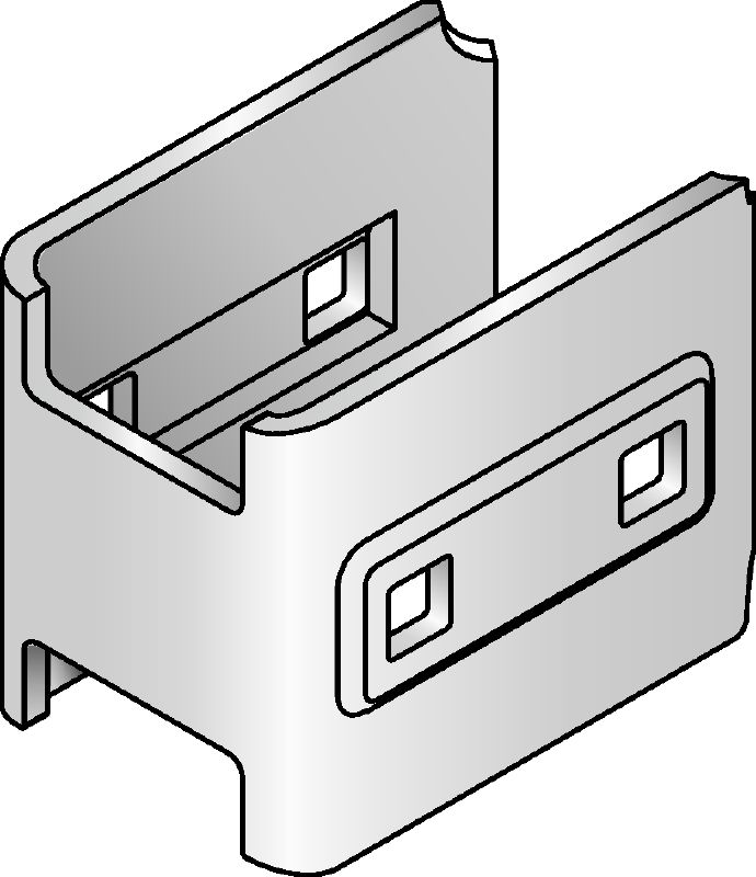 MIQC-SC Tűzihorganyzott (HDG) csatlakozó MIQ-alaplemezekkel használva, amelyek lehetővé teszik a gerenda szabad elhelyezését